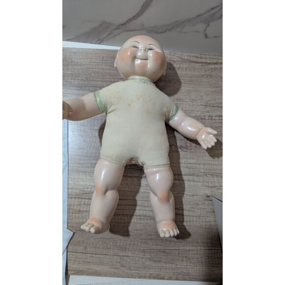 Vintage  Baby Doll Blue Eyes & Painted Features 16"Porcelain ceramic Cloth - Picture 12 of 12